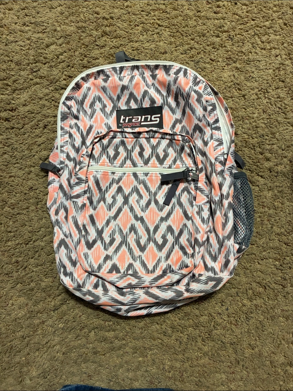 Jansport Peach and Gray Patterned Kids Backpack